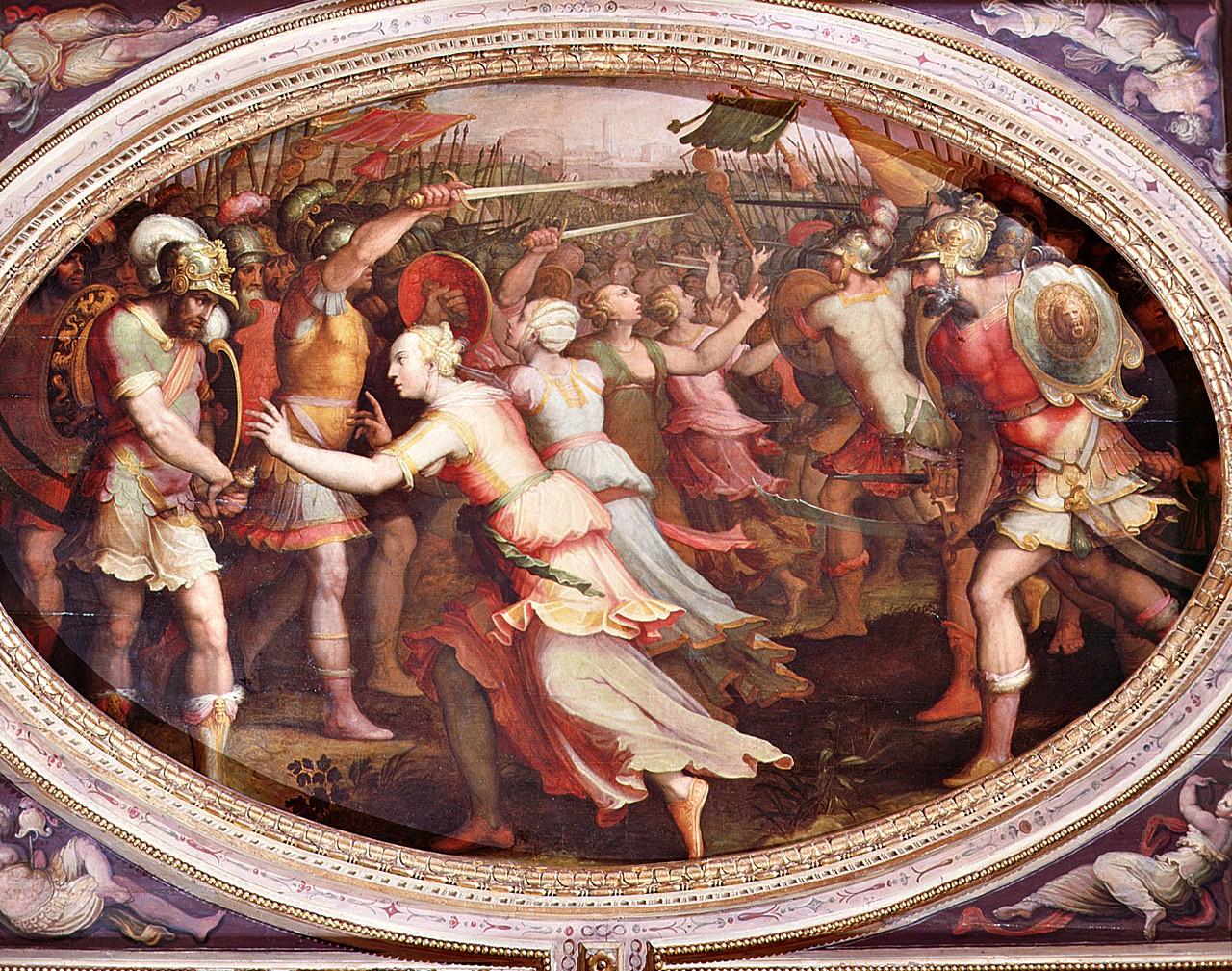 pace tra Romani e Sabini (dipinto) di Vasari Giorgio, Van der Straet Jan detto Giovanni Stradano (sec. XVI)