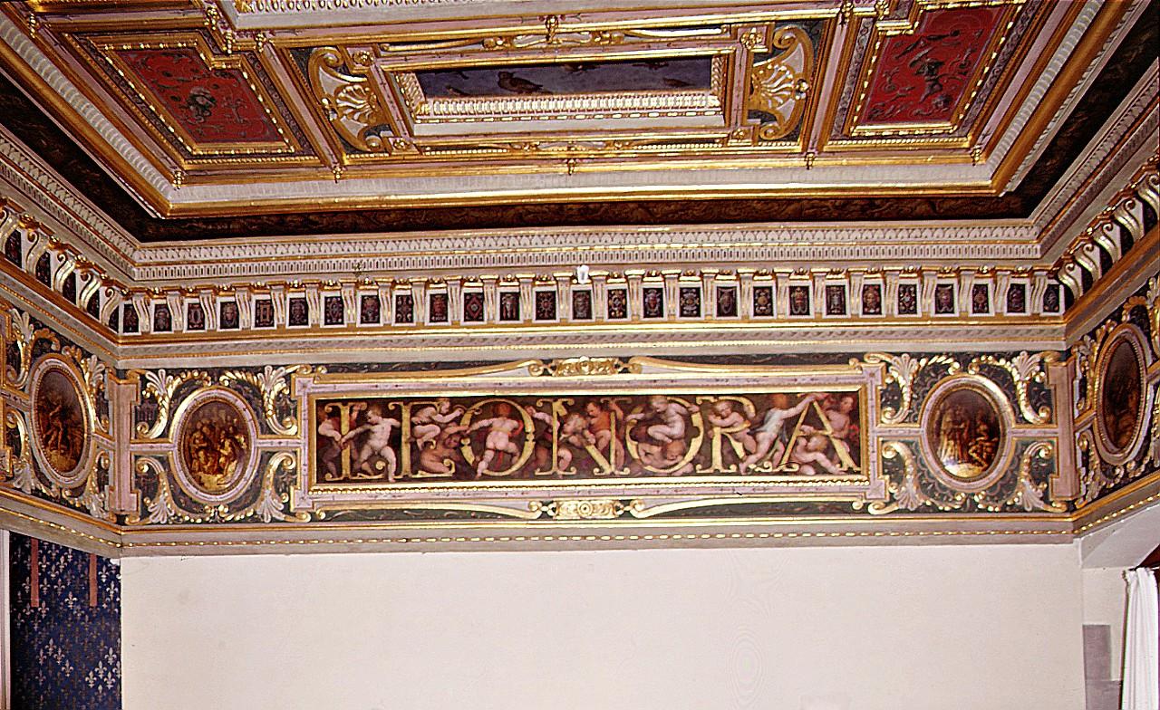 storia di Ester (soffitto dipinto) di Vasari Giorgio, Van der Straet Jan detto Giovanni Stradano, Botticelli Battista (sec. XVI)