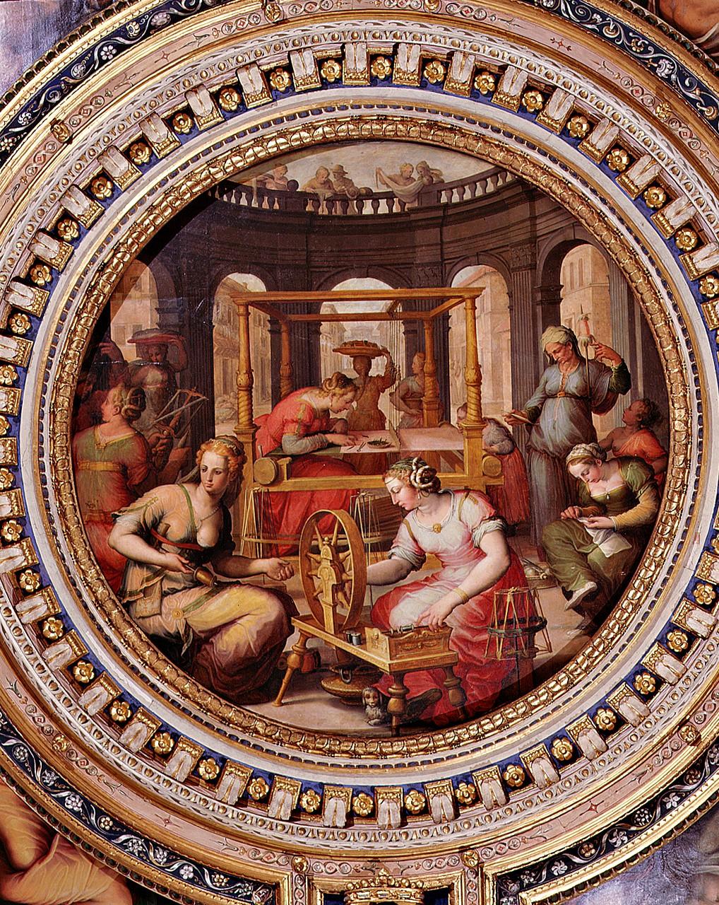 Penelope al telaio (dipinto) di Vasari Giorgio, Van der Straet Jan detto Giovanni Stradano (sec. XVI)