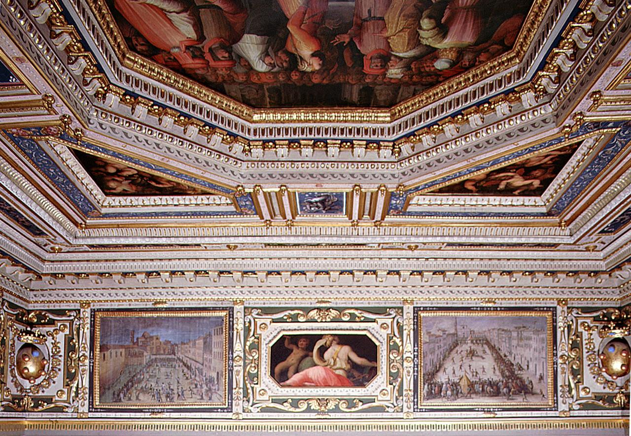 episodio della storia di Firenze, imprese di Cosimo I de' Medici, putti (soffitto dipinto) di Vasari Giorgio, Van der Straet Jan detto Giovanni Stradano (sec. XVI)
