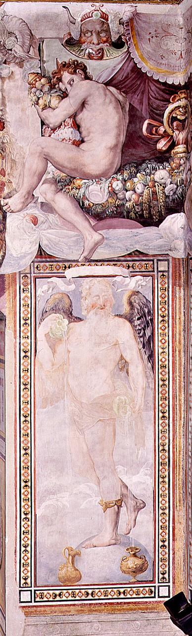 Tempo con attributi della Prudenza e della Temperanza (dipinto) di Salviati Francesco (e aiuti) (sec. XVI)
