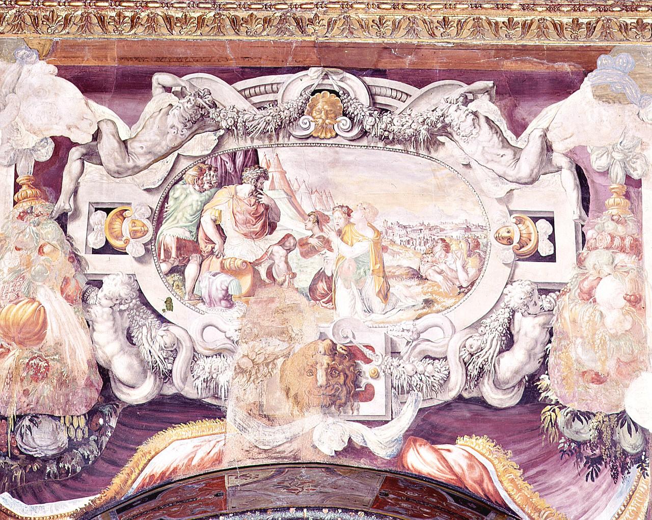 Camillo riceve le suppliche degli abitanti di Sutri (dipinto) di Salviati Francesco (e aiuti) (sec. XVI)