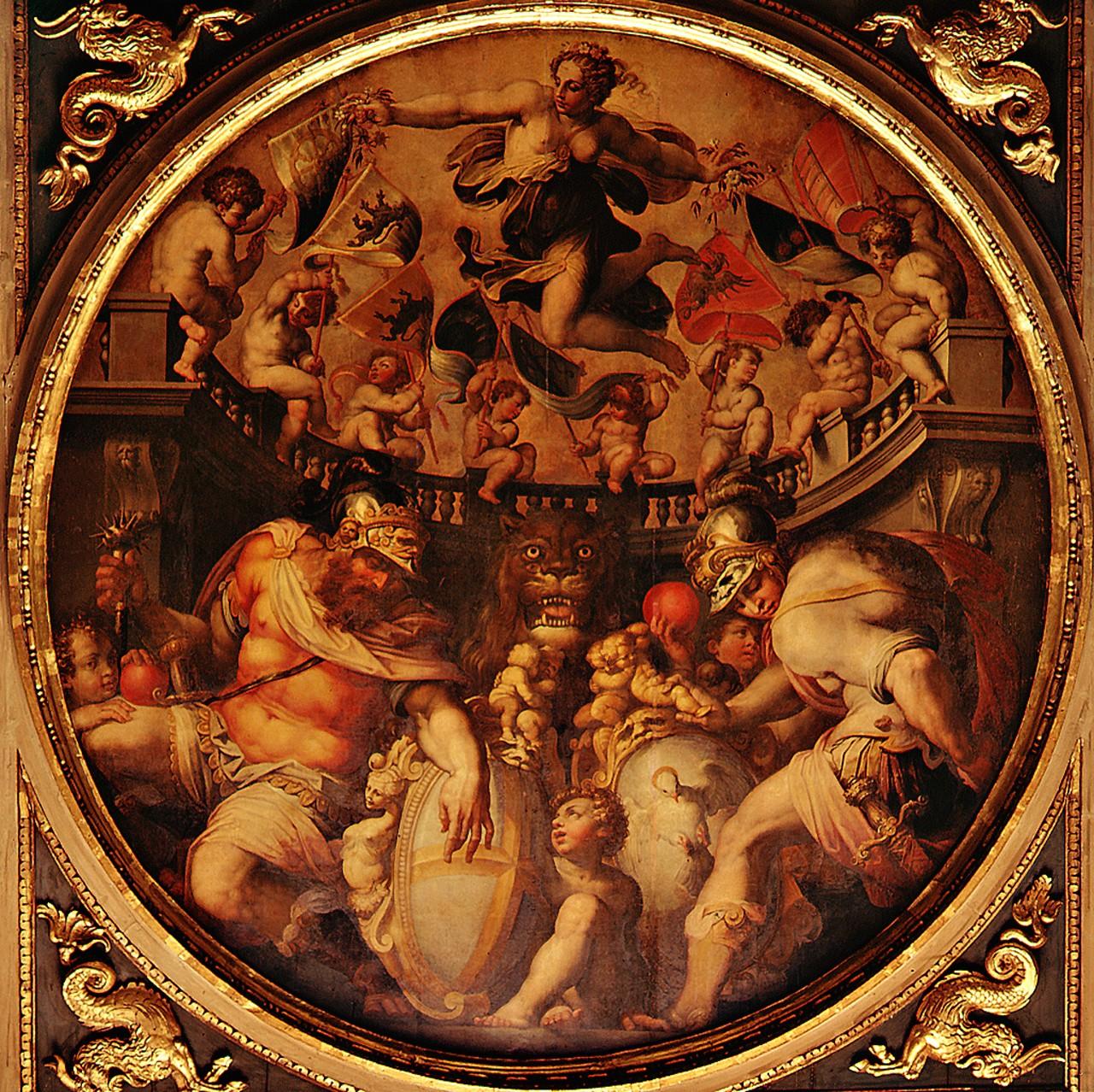 allegoria dei quartieri di Santa Croce e Santo Spirito (dipinto) di Vasari Giorgio (e aiuti) (sec. XVI)