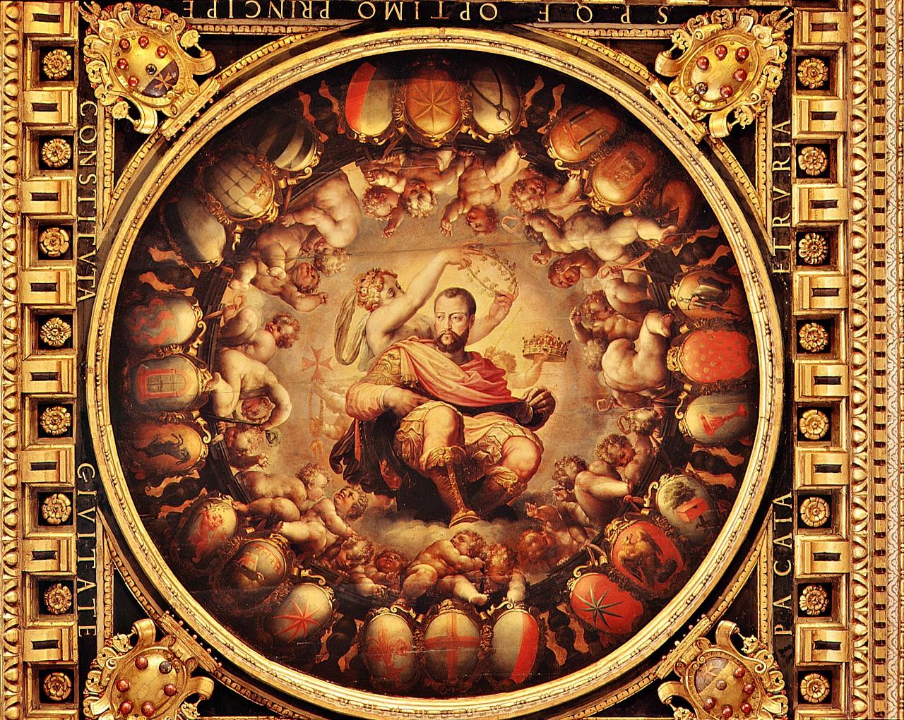 apoteosi di Cosimo I de' Medici (dipinto) di Vasari Giorgio, Naldini Giovanni Battista (sec. XVI)