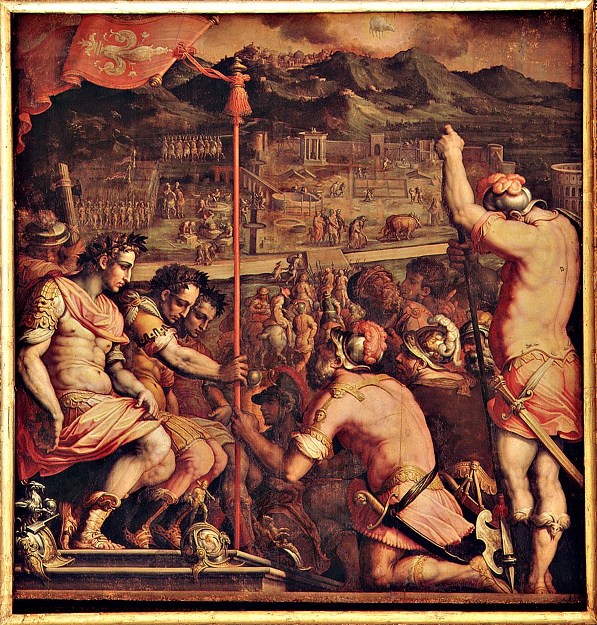 fondazione di Firenze (dipinto) di Vasari Giorgio, Van der Straet Jan detto Giovanni Stradano (sec. XVI) 