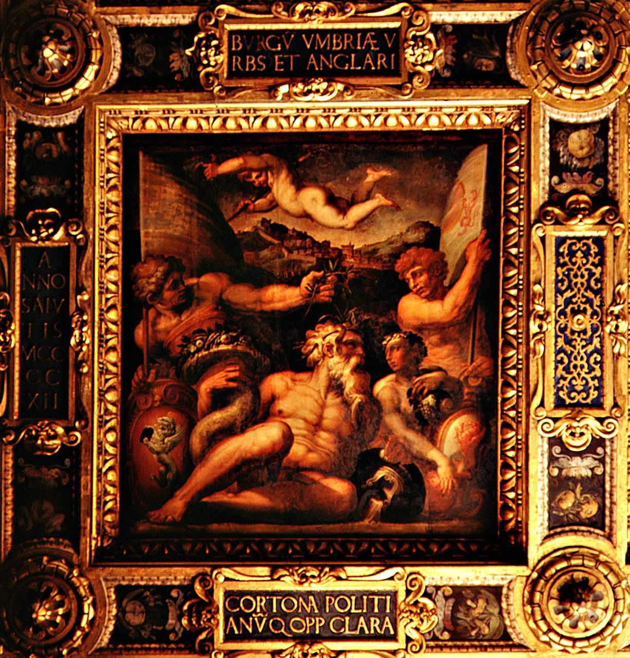 allegorie delle città di Cortona e Montepulciano (dipinto) di Vasari Giorgio, Van der Straet Jan detto Giovanni Stradano (sec. XVI)