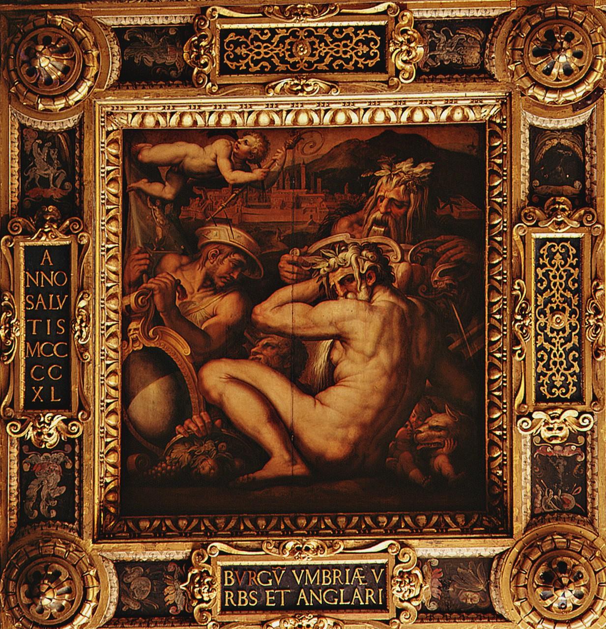 allegorie delle città di Borgo San Sepolcro e Anghiari (dipinto) di Vasari Giorgio, Van der Straet Jan detto Giovanni Stradano (sec. XVI)