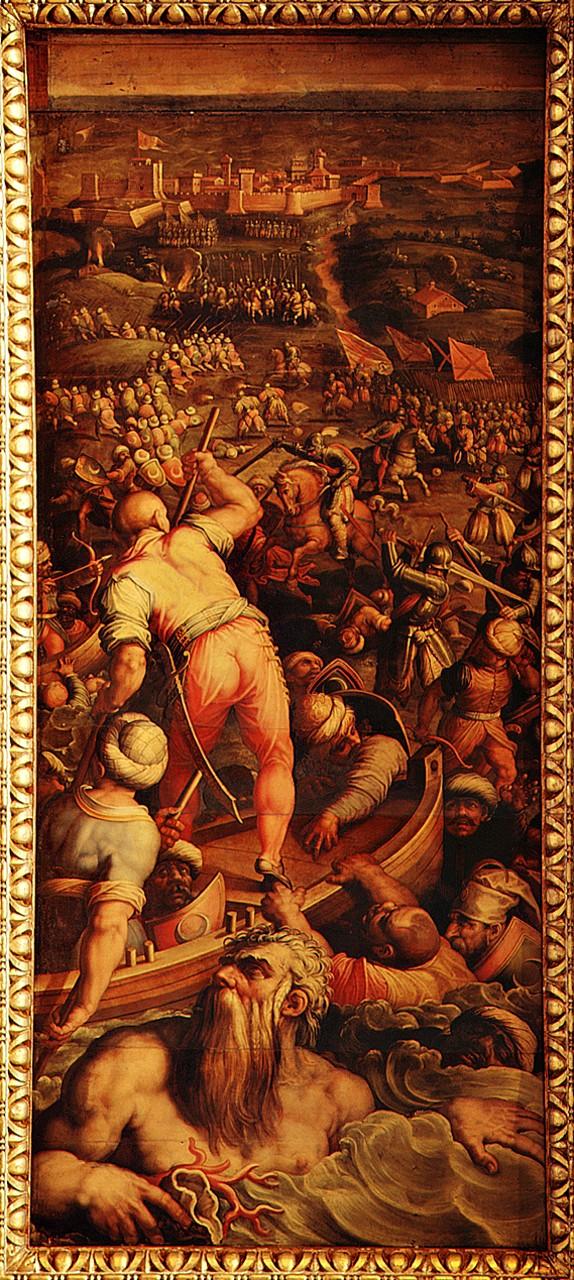 rotta dei Turchi a Piombino (dipinto) di Vasari Giorgio, Van der Straet Jan detto Giovanni Stradano (sec. XVI)