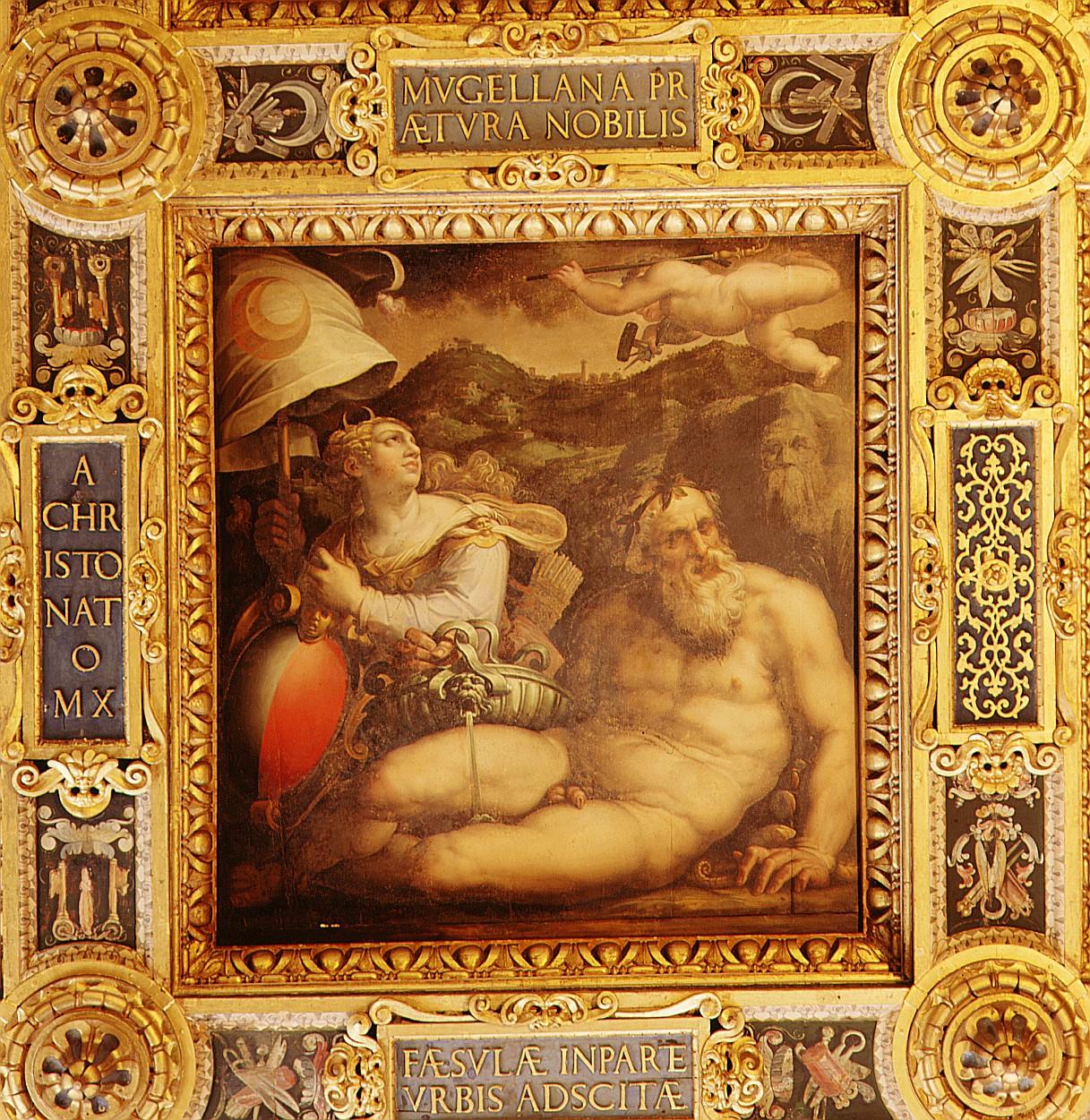 allegoria della città di Fiesole (dipinto) di Vasari Giorgio, Van der Straet Jan detto Giovanni Stradano (sec. XVI)