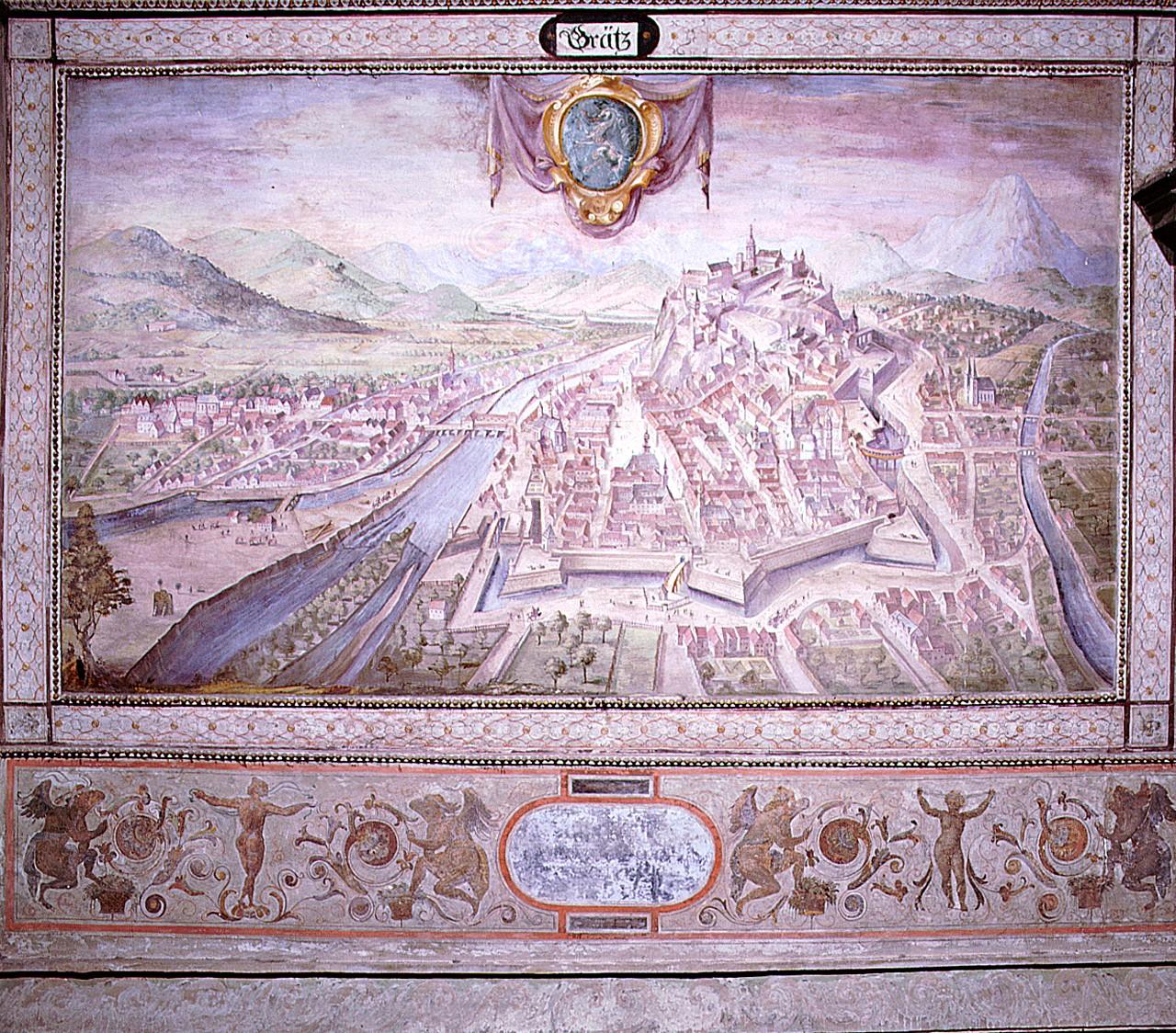 veduta della città di Gratz (dipinto) di Vasari Giorgio (sec. XVI)