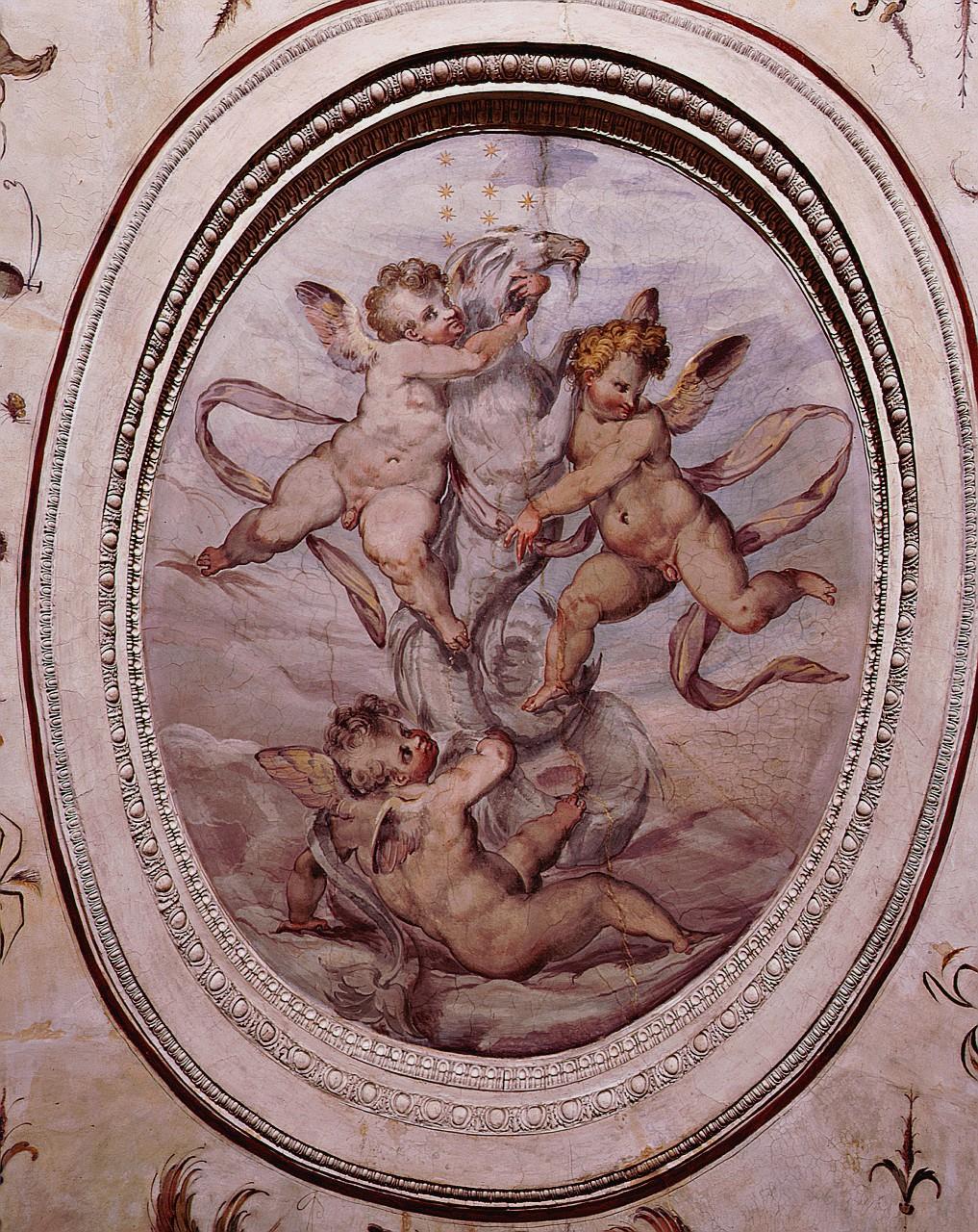 putti con impresa di Cosimo I de' Medici: capricorno (dipinto) di Vasari Giorgio, Marchetti Marco detto Marco da Faenza, Matteo di Niccolò Veneziano (sec. XVI)