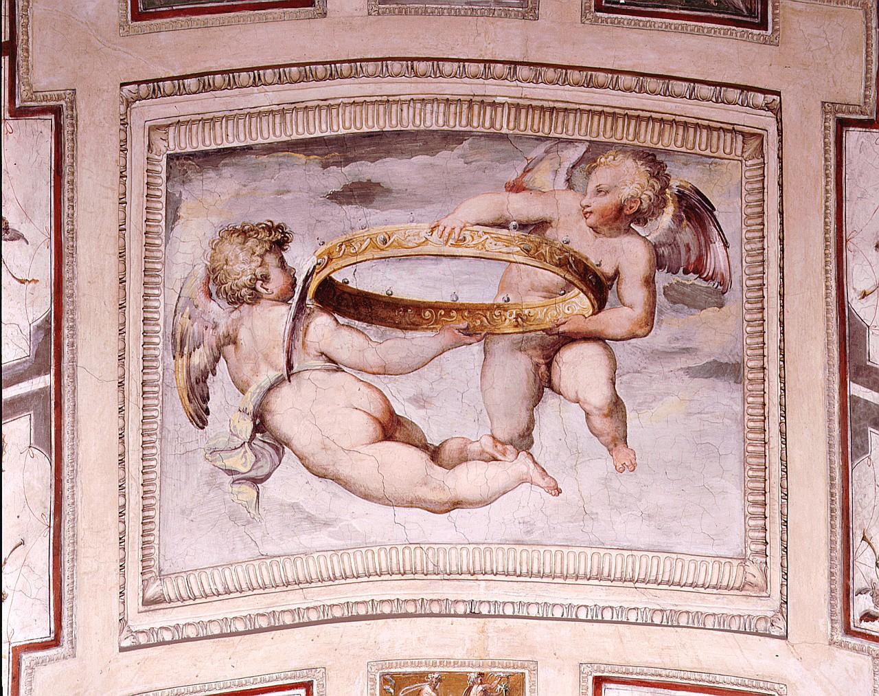 putti reggicorona (dipinto) di Vasari Giorgio, Matteo di Niccolò Veneziano (sec. XVI)