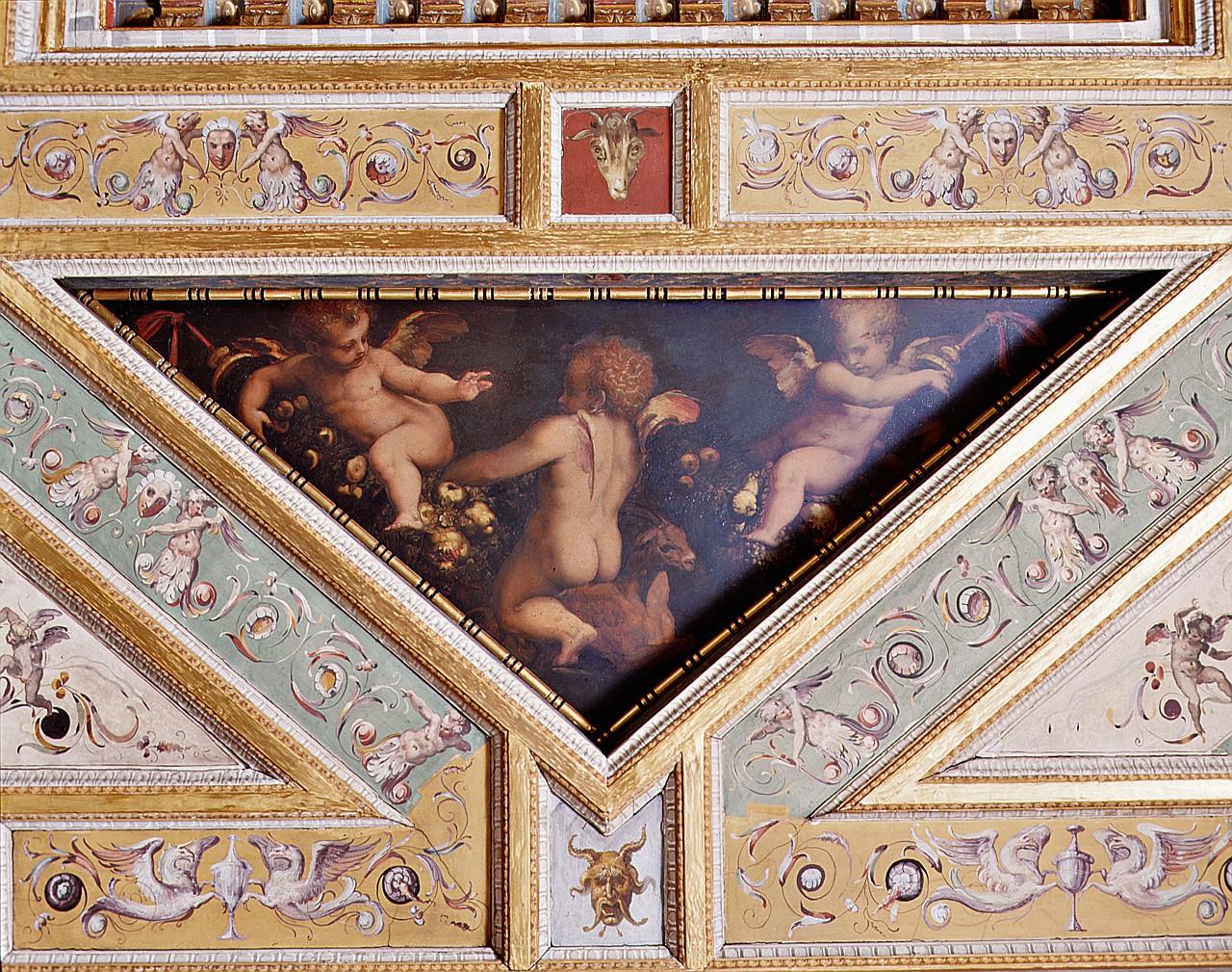 angeli con ghirlande di fiori (dipinto) di Vasari Giorgio, Gherardi Cristofano detto Doceno (sec. XVI)