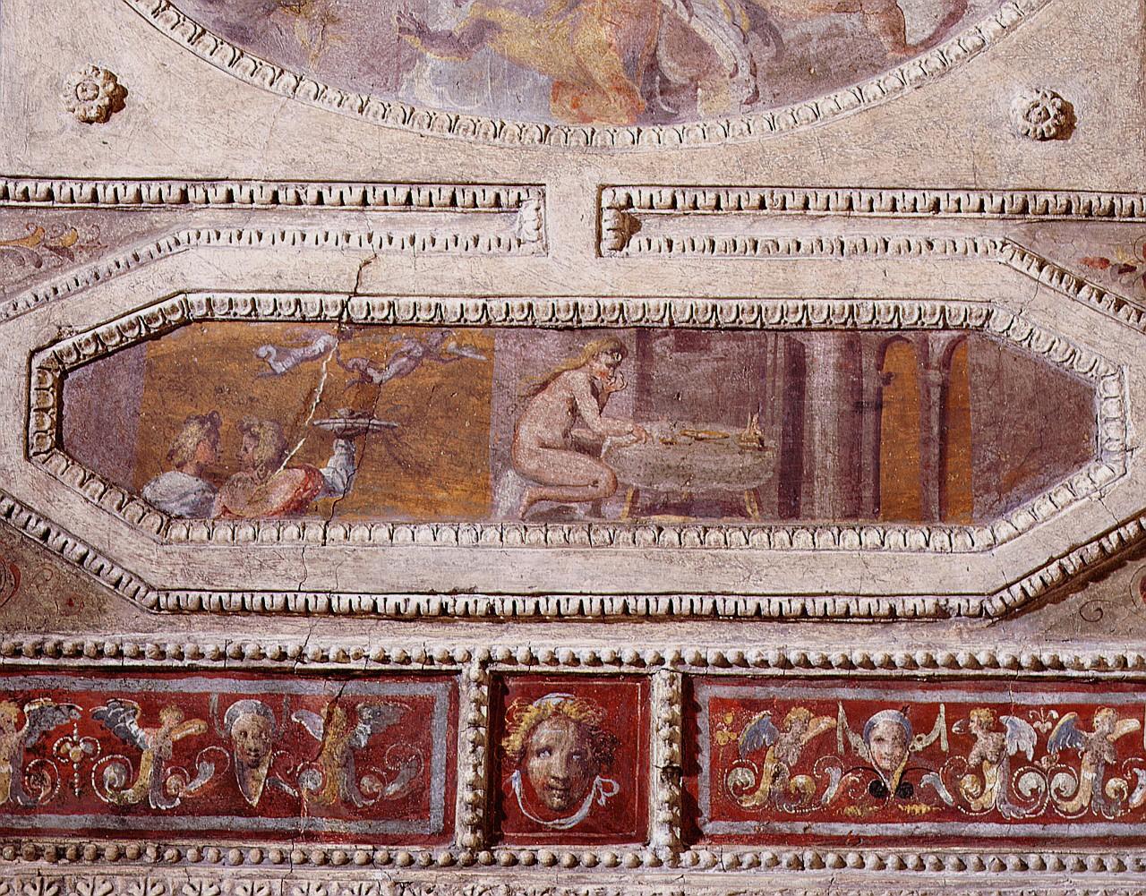 Psiche e le sue sorelle nel palazzo di Cupido (dipinto) di Marchetti Marco detto Marco da Faenza (sec. XVI)
