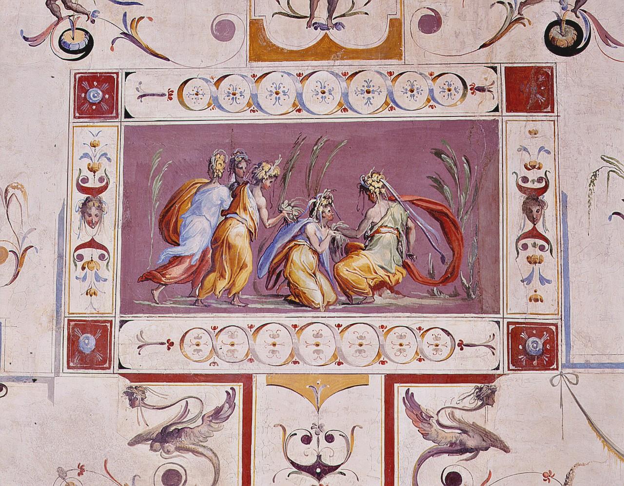 figure femminili a colloquio (dipinto) di Vasari Giorgio, Marchetti Marco detto Marco da Faenza (sec. XVI)