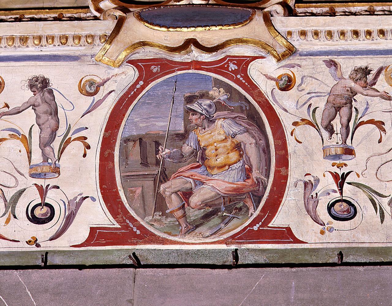 giovane guerriero (dipinto) di Vasari Giorgio, Marchetti Marco detto Marco da Faenza (sec. XVI)