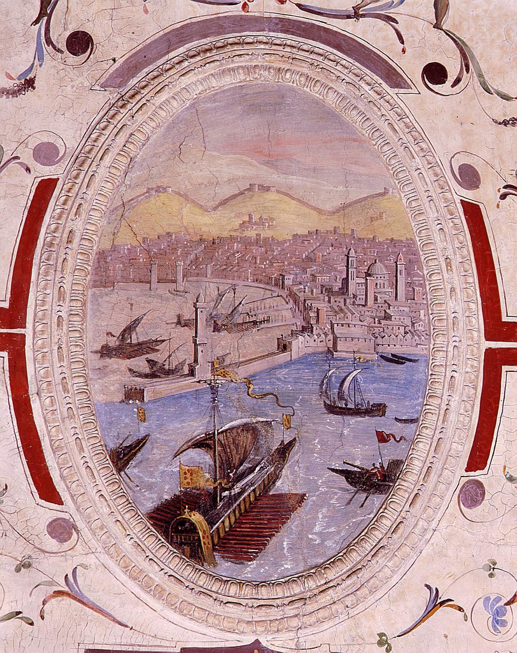 veduta di Genova (dipinto) di Van der Straet Jan detto Giovanni Stradano (sec. XVI)