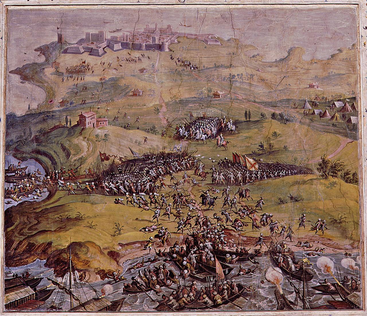 battaglia tra Cristiani e Turchi (dipinto) di Van der Straet Jan detto Giovanni Stradano (sec. XVI)