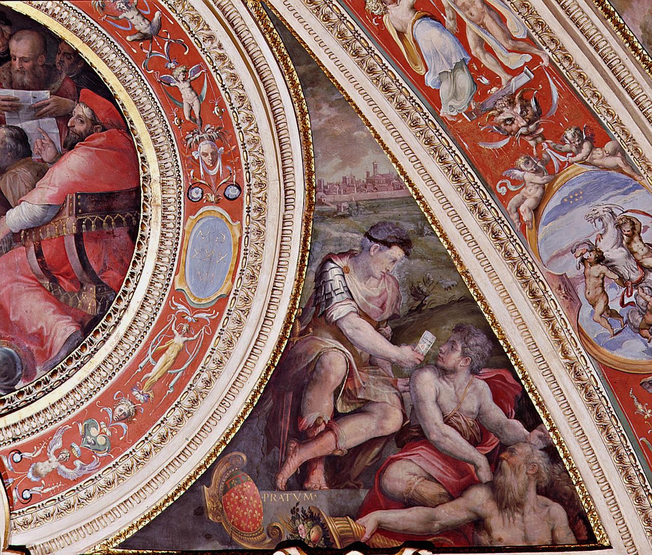 allegoria della città di Prato e veduta di Prato (dipinto) di Vasari Giorgio (sec. XVI)