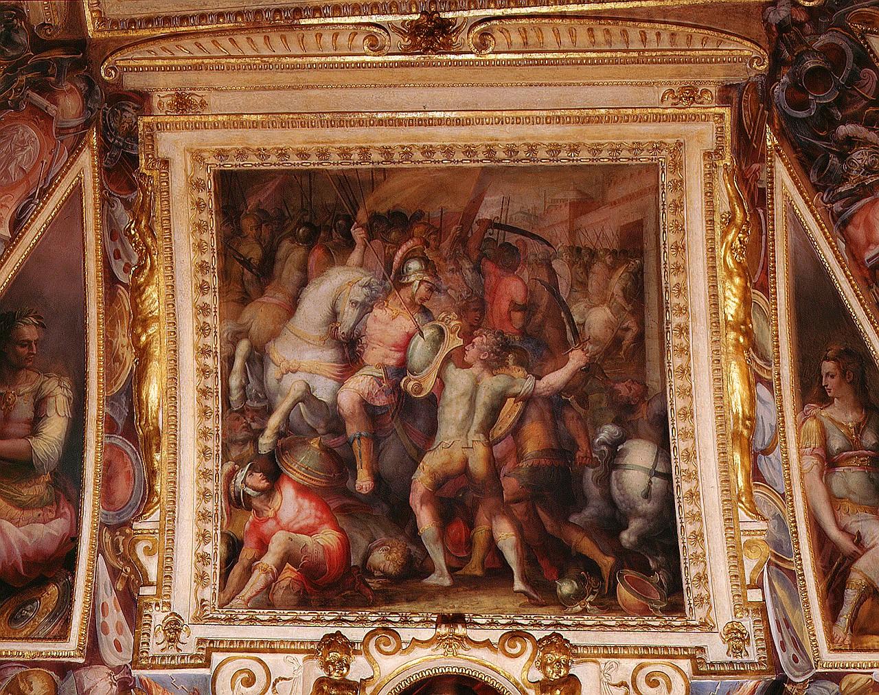 battaglia di S. Secondo (dipinto) di Vasari Giorgio, Van der Straet Jan detto Giovanni Stradano (sec. XVI) 