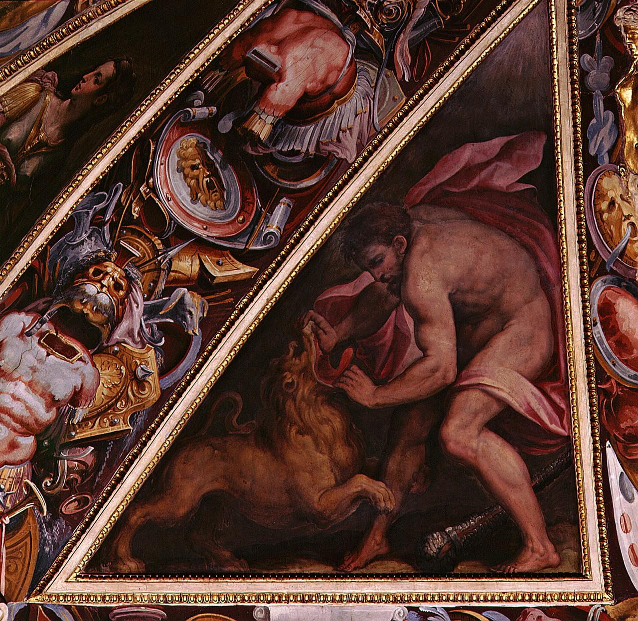 Ercole e il leone di Nemea (dipinto) di Vasari Giorgio (sec. XVI)