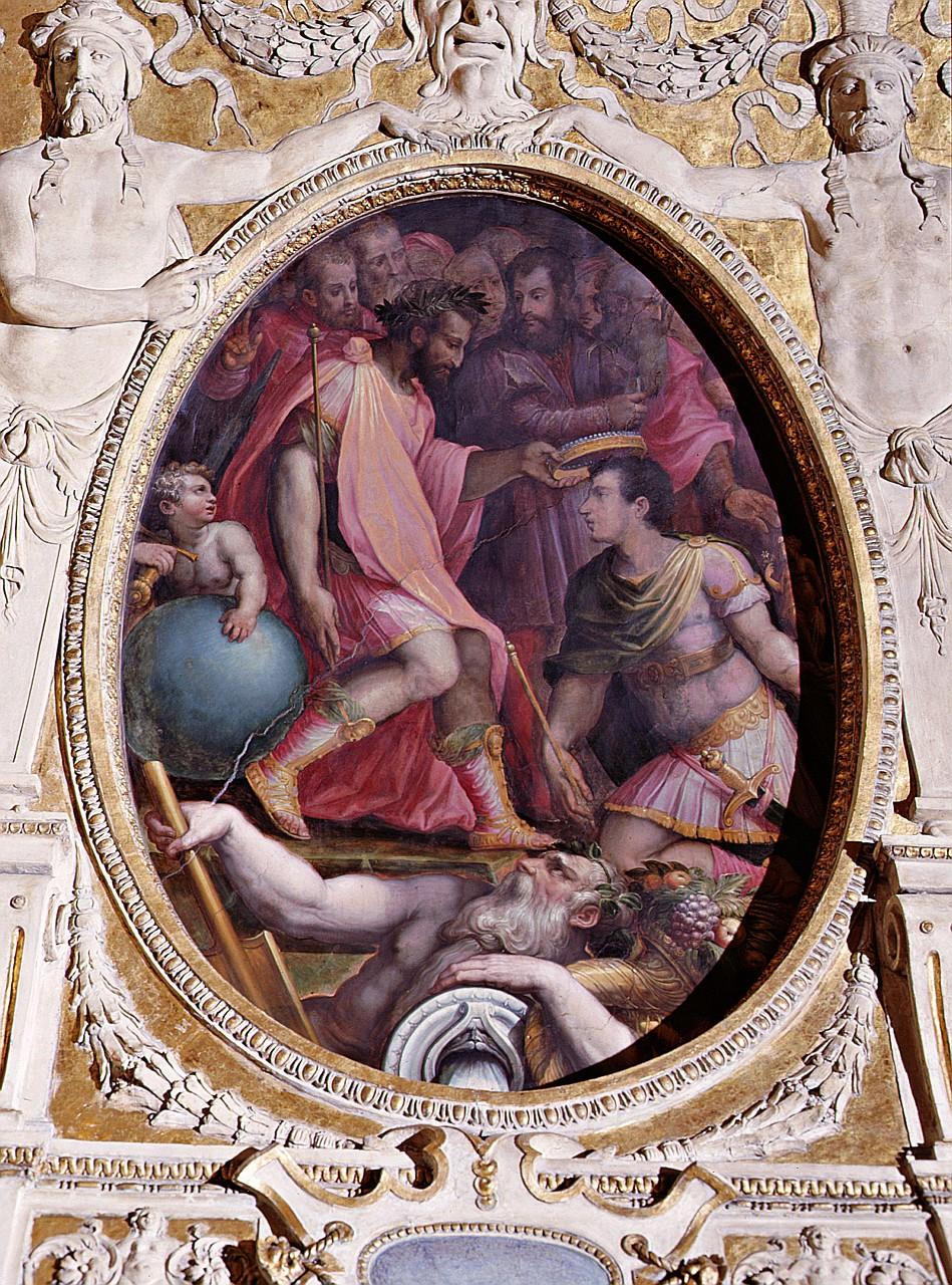 Alessandro de' Medici incoronato duca di Firenze dall'imperatore Carlo V (dipinto) di Vasari Giorgio, Van der Straet Jan detto Giovanni Stradano (sec. XVI)