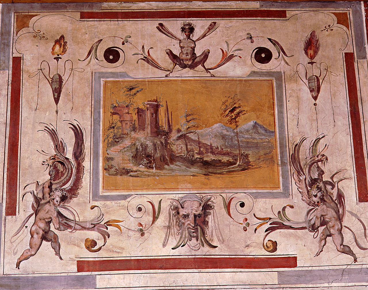 paesaggio con rovine (dipinto) di Marchetti Marco detto Marco da Faenza (sec. XVI)