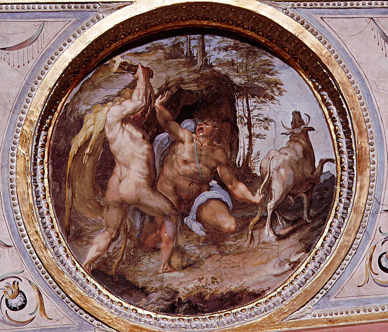Ercole e Caco (dipinto) di Marchetti Marco detto Marco da Faenza (sec. XVI)