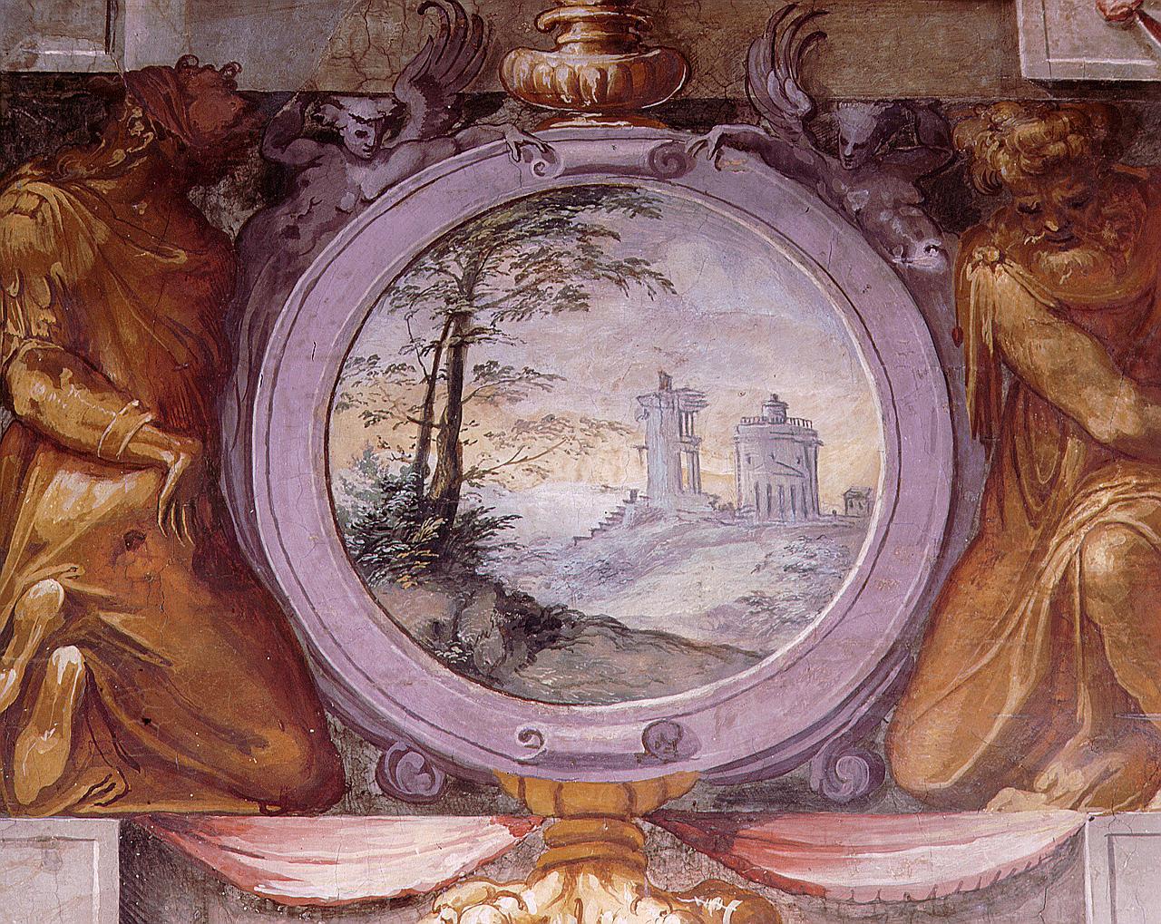 paesaggio con rovine (dipinto) di Marchetti Marco detto Marco da Faenza (sec. XVI)