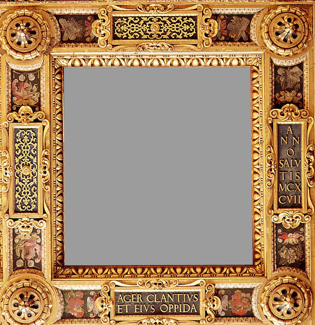 trofei e iscrizioni (cornice) di Vasari Giorgio, Botticelli Battista (sec. XVI)