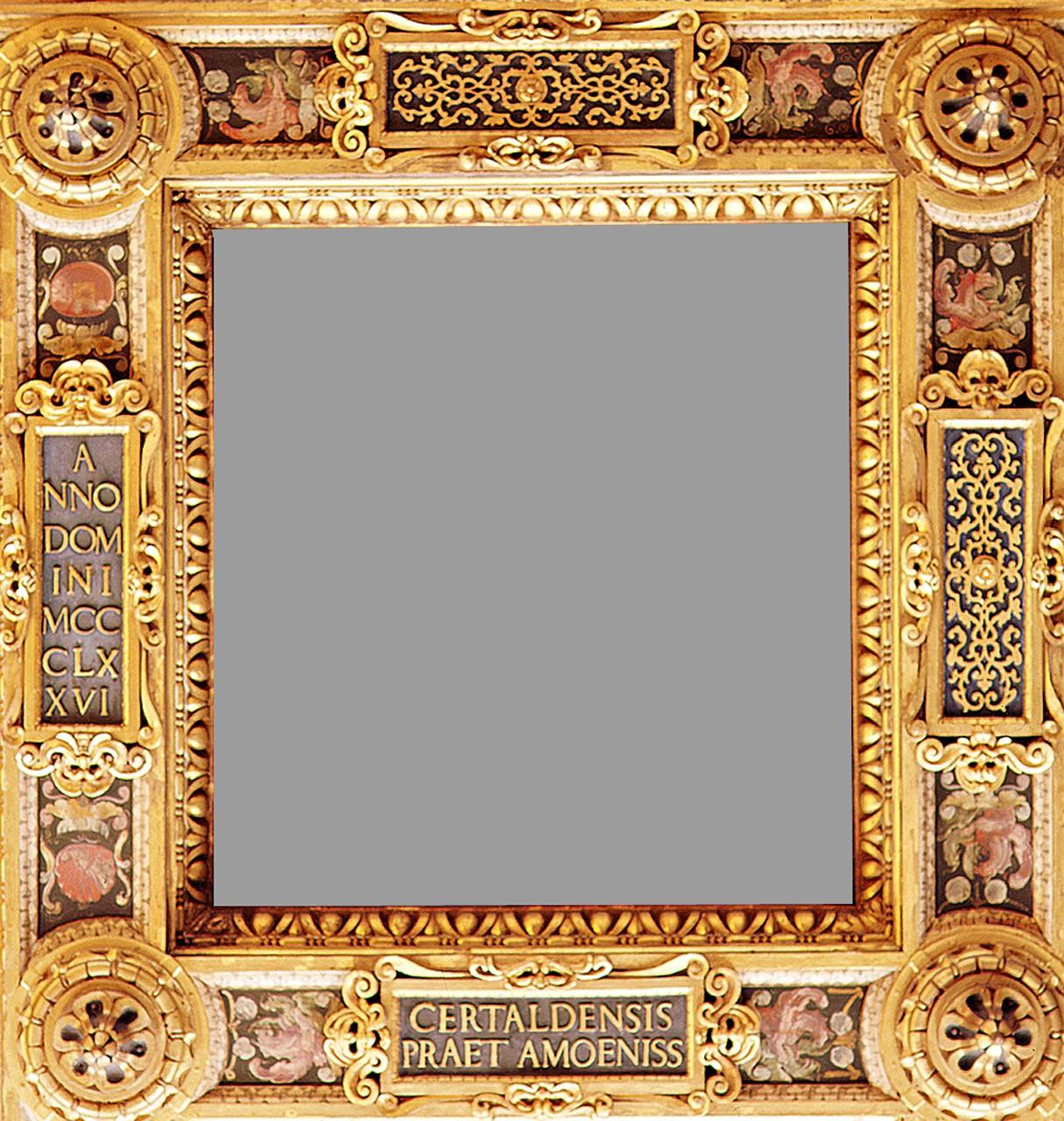 trofei e iscrizioni (cornice) di Vasari Giorgio, Botticelli Battista (sec. XVI)