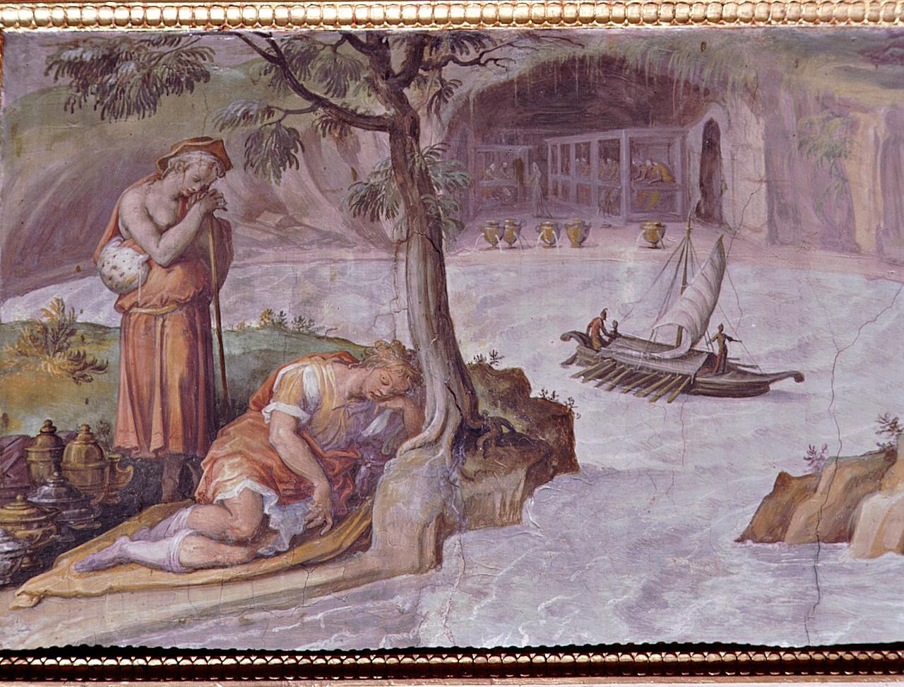 Minerva appare ad Ulisse come giovane pastore (dipinto) di Van der Straet Jan detto Giovanni Stradano, Zucchi Jacopo, Vasari Giorgio (sec. XVI)
