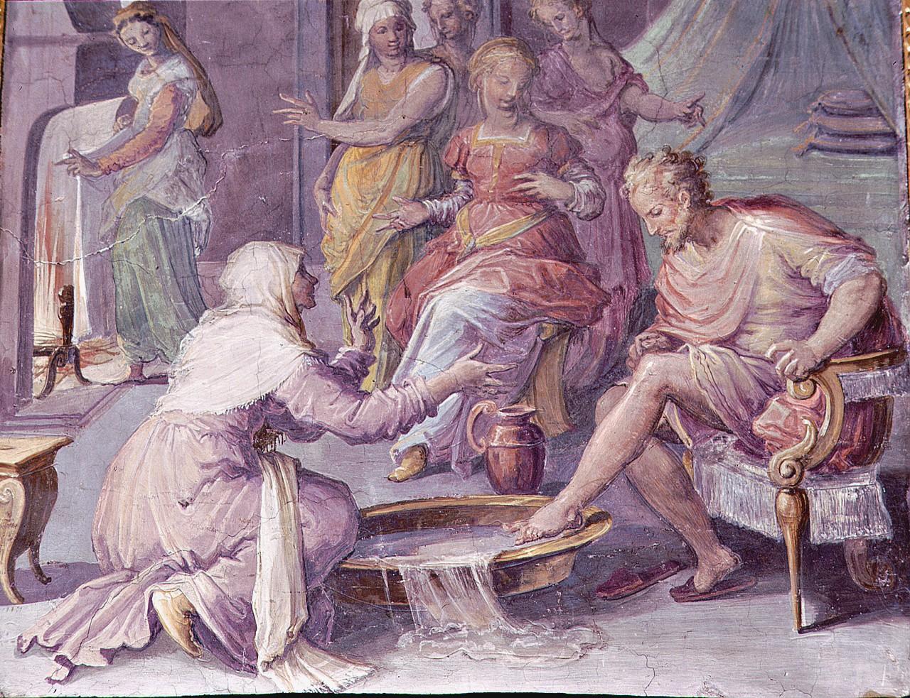 Ulisse ed Euriclea (dipinto) di Van der Straet Jan detto Giovanni Stradano, Morandini Francesco detto Poppi, Vasari Giorgio (sec. XVI)