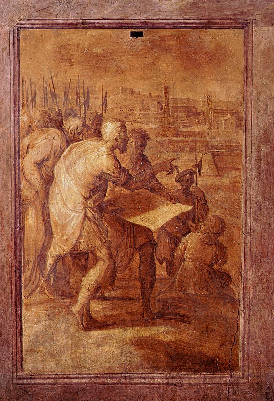 studio della pianta della Fortezza di Siena (dipinto) di Van der Straet Jan detto Giovanni Stradano (sec. XVI)