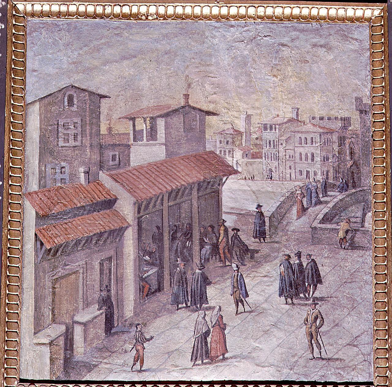 veduta del ponte a Santa Trinita a Firenze (dipinto) di Vasari Giorgio, Van der Straet Jan detto Giovanni Stradano (sec. XVI)