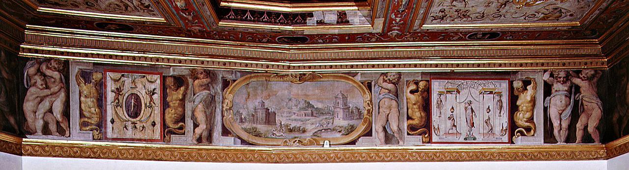 motivi decorativi a grottesche/ amori di Giove (dipinto, ciclo) di Vasari Giorgio, Marchetti Marco detto Marco da Faenza (sec. XVI)