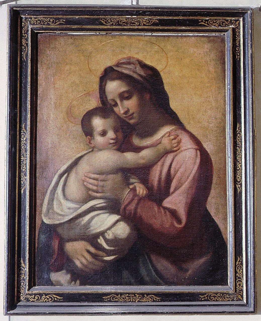 Madonna con Bambino (dipinto) di Curradi Francesco detto Battiloro (cerchia) (secc. XVI/ XVII)