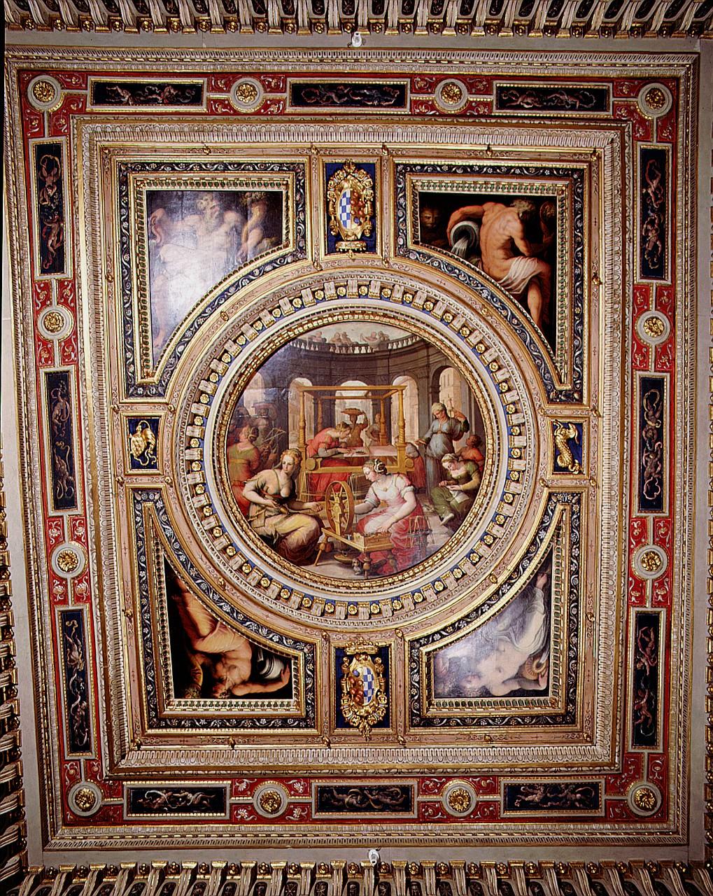 motivo decorativo (soffitto) di Botticelli Battista, Vasari Giorgio, Morandini Francesco detto Poppi (sec. XVI)