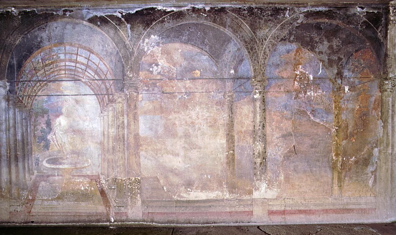 finte architetture con paesaggio (dipinto) di Tommaso di Battista del Verrocchio (sec. XVI)