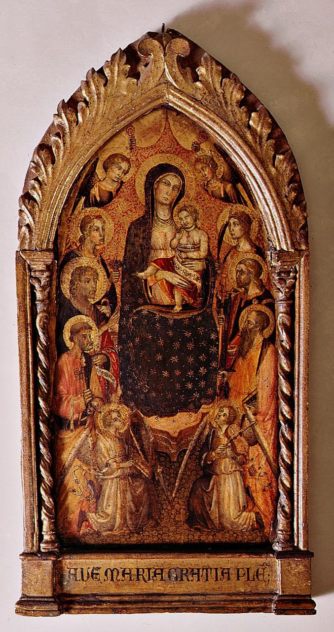Madonna con Bambino tra angeli e Santi (dipinto) di Maestro del 1399 (sec. XIV) 