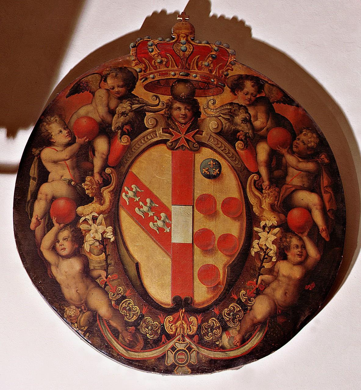 stemma gentilizio delle famiglie Medici e Lorena (dipinto) di Naldini Giovanni Battista (cerchia) (sec. XVI)