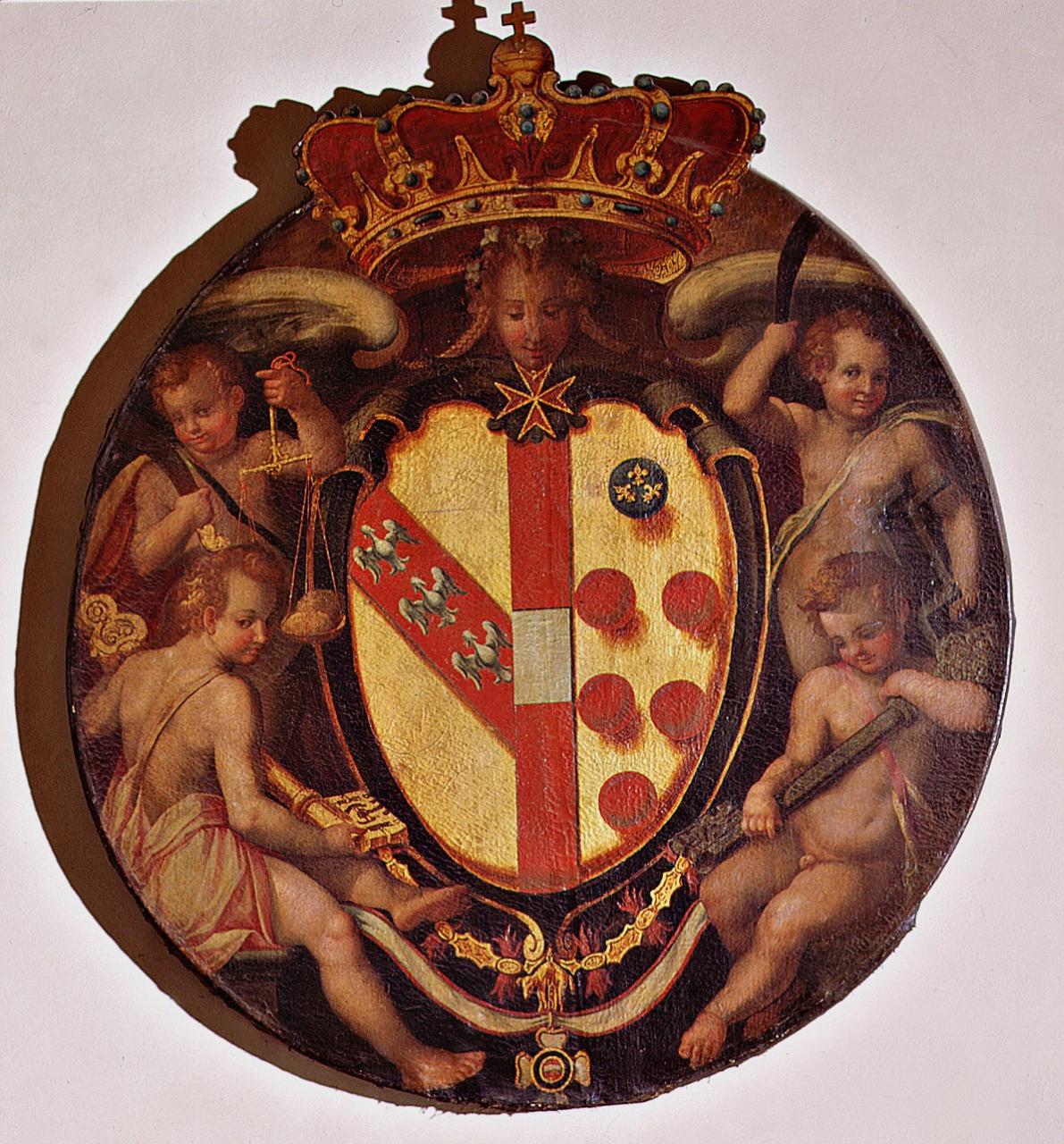 stemma gentilizio delle famiglie Medici e Lorena (dipinto) di Balducci Giovanni detto Cosci (attribuito) (sec. XVI)
