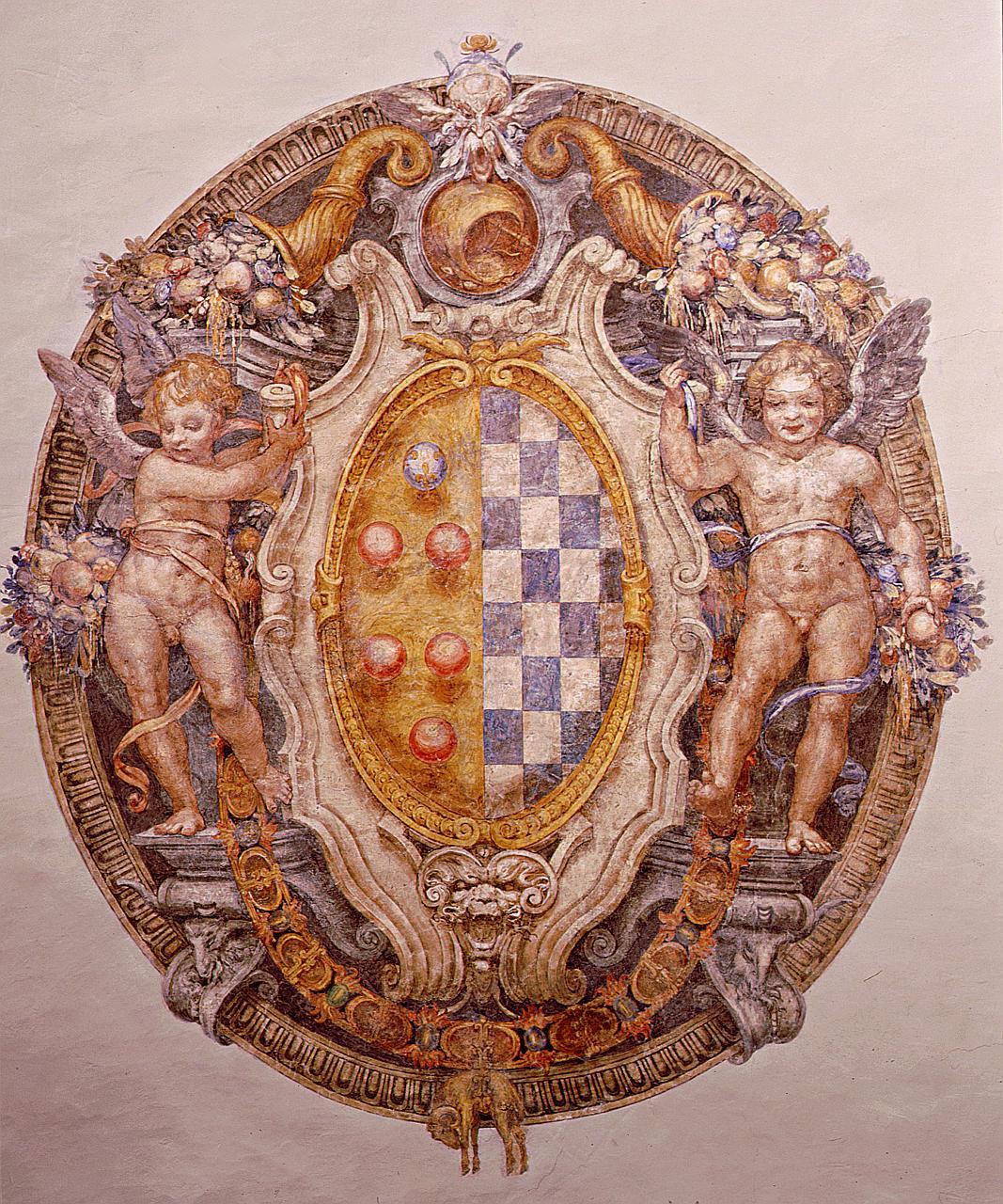 stemma gentilizio delle famiglie Medici e Toledo (dipinto) di Salviati Francesco (sec. XVI)