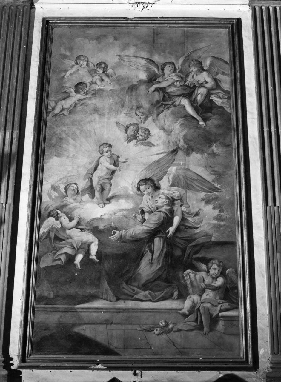 apparizione di Gesù Bambino a Sant'Antonio da Padova (dipinto) di Gricci Giuseppe (seconda metà sec. XVIII)