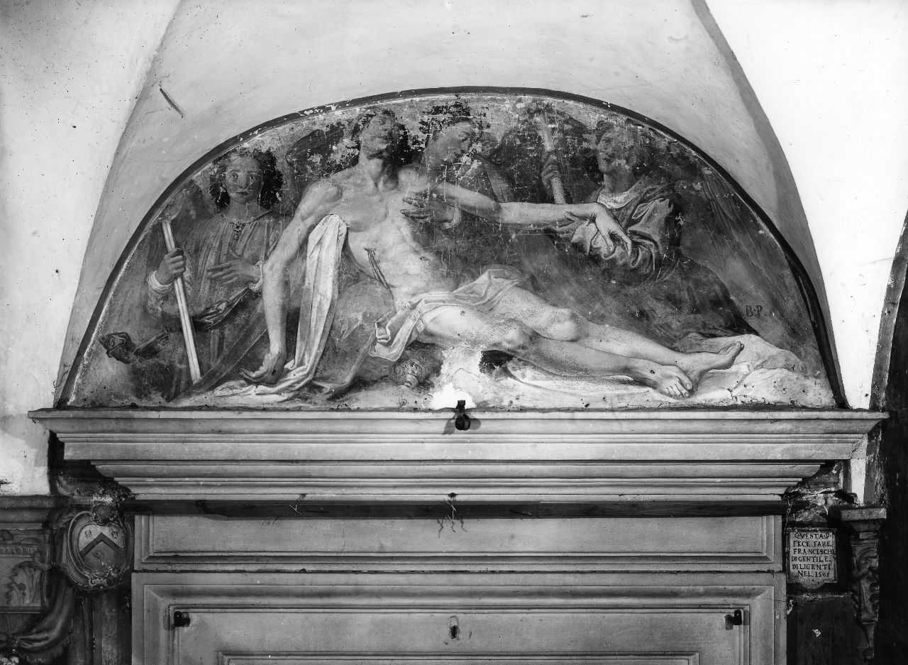 Cristo in pietà sorretto da angeli (dipinto) di Barbatelli Bernardino detto Poccetti (sec. XVI)