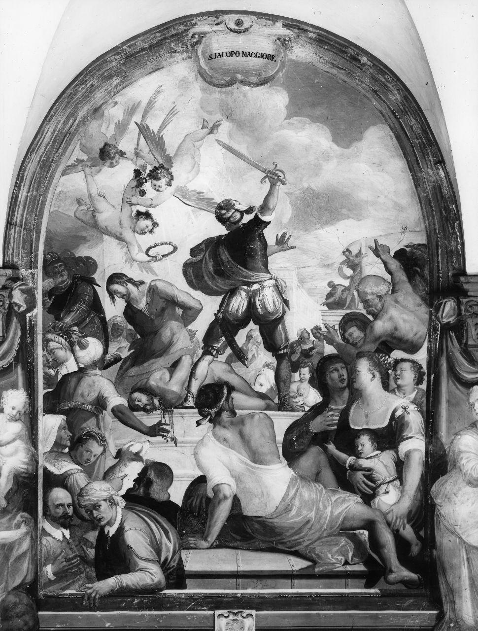 martirio di San Giacomo il Maggiore (dipinto) di Monaldi Bernardino (sec. XVI)