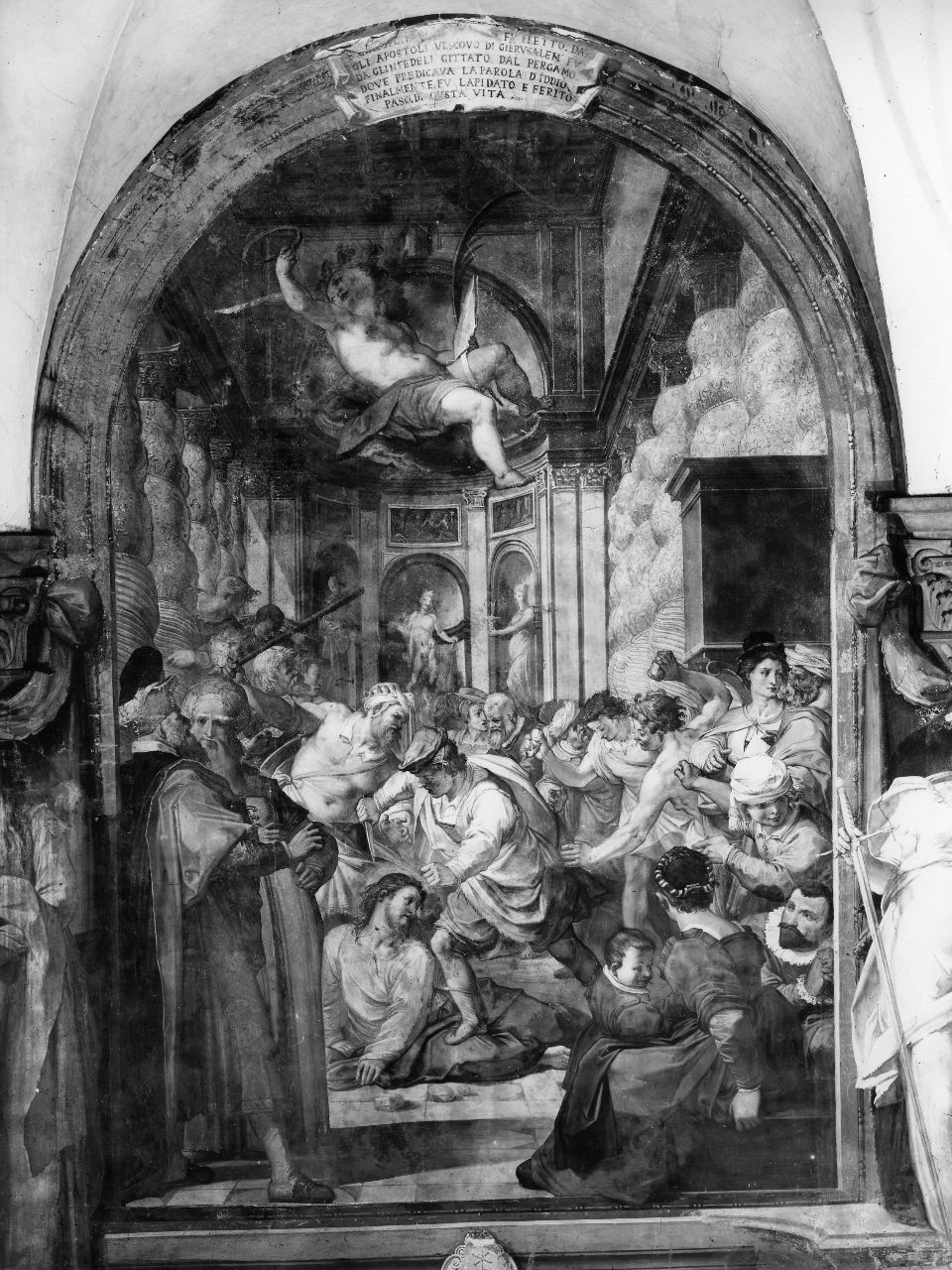 martirio di San Giacomo Minore (dipinto) di Barbatelli Bernardino detto Poccetti (sec. XVI)