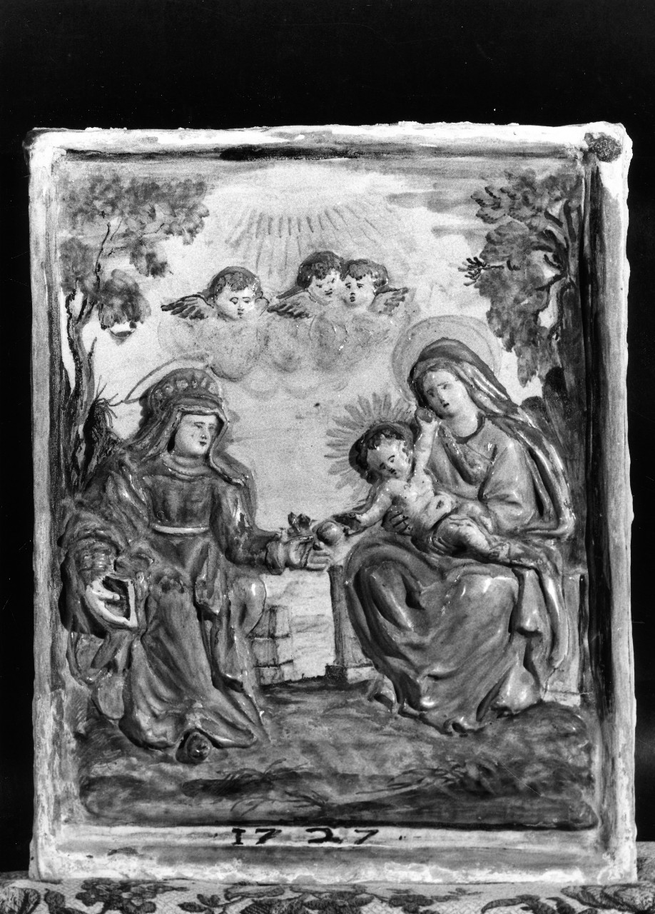 Madonna con Bambino e Santa (rilievo) - manifattura di Montelupo (sec. XVIII)
