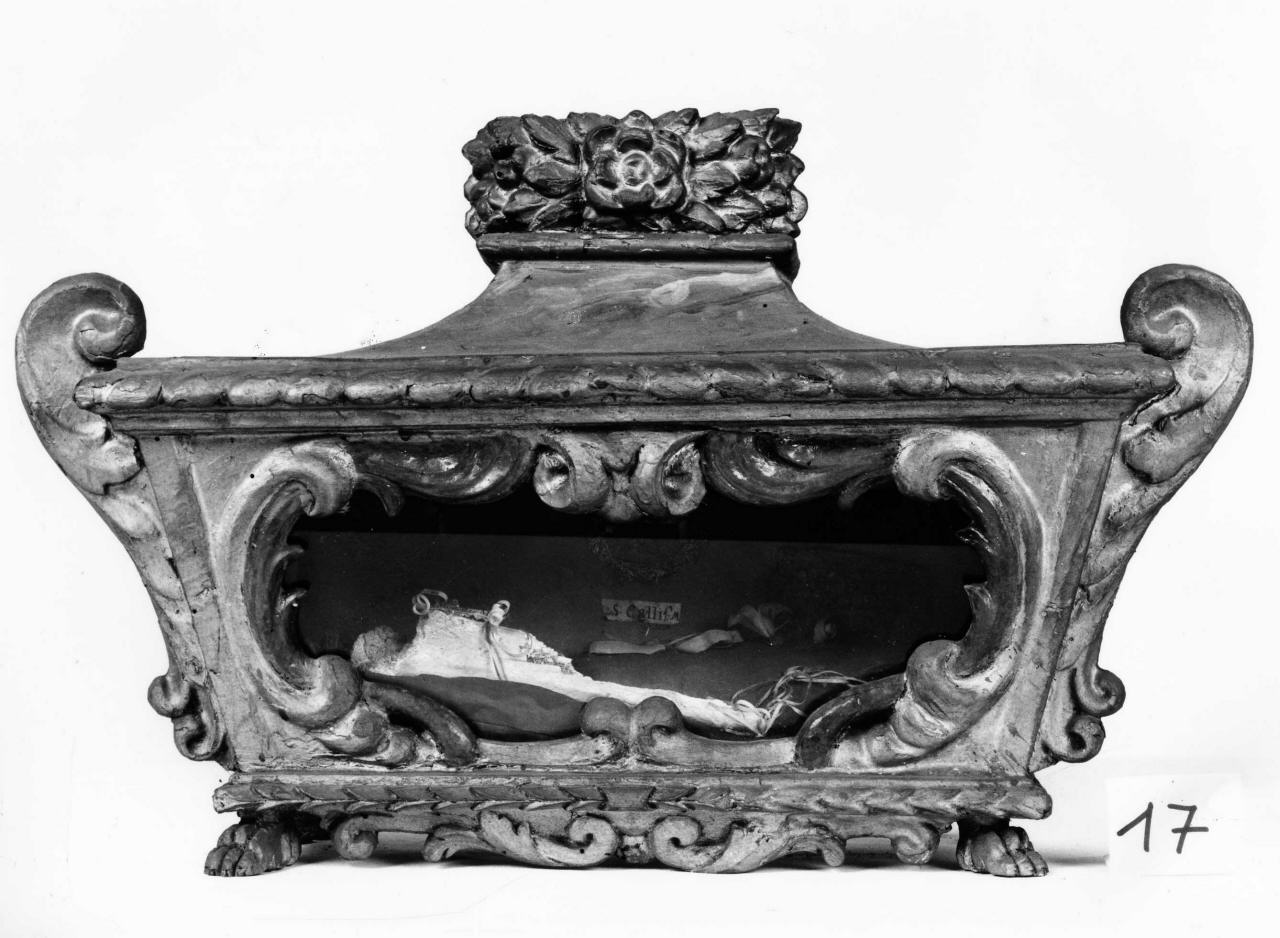 reliquiario a teca - a urna - produzione toscana (seconda metà sec. XVII)