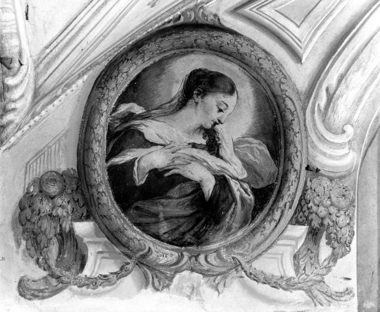 Madonna annunciata (dipinto) di Nasini Giuseppe Nicola, Nasini Tommaso (sec. XVII)